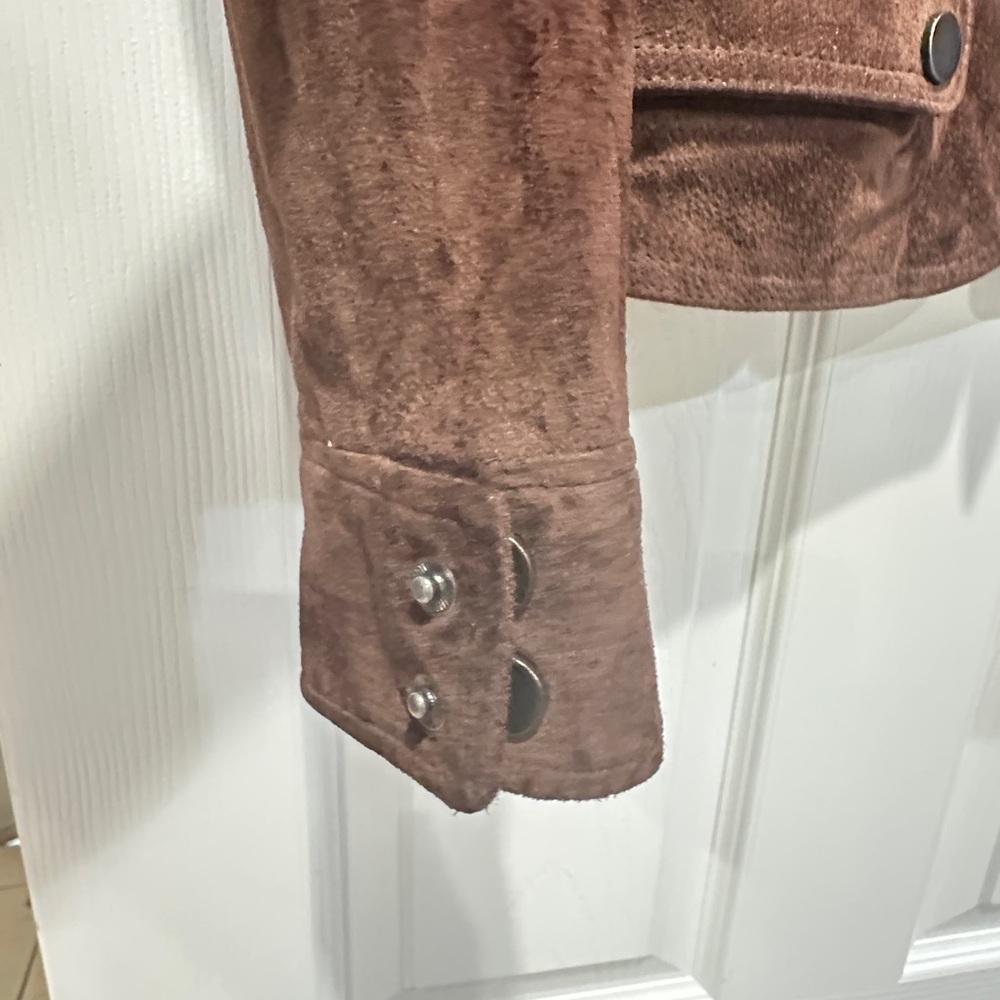 Brown Suede Bomber Jacket - Picture 4 of 5